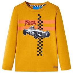 Kindershirt met lange mouwen 140 okerkleurig