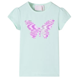 Kindershirt met kapmouwen 92 lichtmintkleur