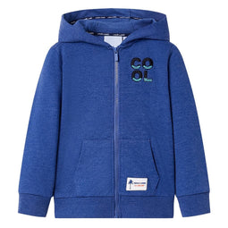 Kindervest met capuchon en rits 128 gemleerd donkerblauw
