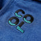 Kindervest met capuchon en rits 128 gemleerd donkerblauw