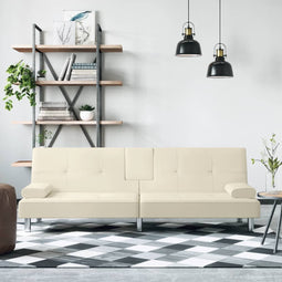 Slaapbank met bekerhouders kunstleer crmekleurig