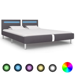 Bedframe met LED kunstleer grijs 180x200 cm