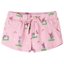 Kindershorts met trekkoord konijnenprint 92 lichtroze