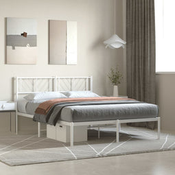 Bedframe met hoofdbord metaal wit 120x190 cm