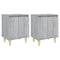 Nachtkastjes 2 st met houten poten 40x30x50 cm grijs sonoma