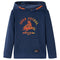 Kindertrui met capuchon 116 gemleerd marineblauw en oranje