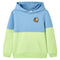 Kindertrui met capuchon 104 blauw en zachtgeel