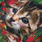 Kinderjurk met lange mouwen kattenprint 140 marineblauw