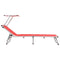 Ligbed inklapbaar met dak aluminium en textileen rood
