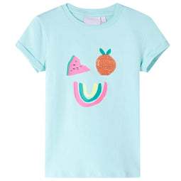 Kindershirt 128 lichtzeeblauw