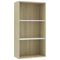 Boekenkast 3 schappen 60x30x114 cm spaanplaat wit sonoma eiken