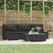 4-delige Loungeset met kussens poly rattan zwart