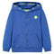 Kindervest met capuchon en rits 128 gemleerd blauw
