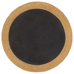 Vloerkleed rond gevlochten 120 cm jute en katoen zwart naturel