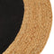 Vloerkleed rond gevlochten 120 cm jute en katoen zwart naturel
