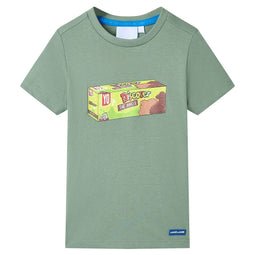 Kindershirt met korte mouwen 116 kakikleurig