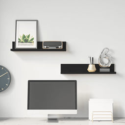 Wandkasten 2 st 50x11x9 cm massief grenenhout zwart
