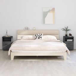 Nachtkastjes 2 st 40x35x62 cm massief grenenhout donkergrijs