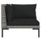 3-delige Loungeset halfrond poly rattan donkergrijs