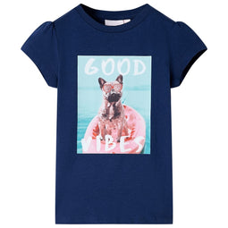 Kindershirt hond in bootprint 116 marineblauw
