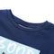 Kindershirt hond in bootprint 116 marineblauw