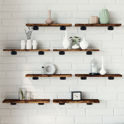 Wandschappen 8 st 40x10x1,5 cm bewerkt hout gerookt eikenkleur
