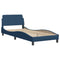 Bedframe met hoofdbord stof blauw 90x190 cm