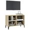 Tv-meubel met metalen poten 69,5x30x50 cm wit sonoma eikenkleur