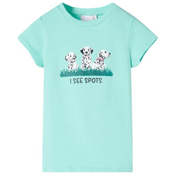 Kindershirt met hondenprint 116 lichtmintkleurig