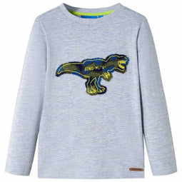 Kindershirt met lange mouwen dinosaurusontwerp 140 gemleerd grijs