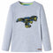 Kindershirt met lange mouwen dinosaurusontwerp 140 gemleerd grijs