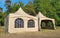 Stijlvolle PAGODE KEDER TENT RONDE PALEN - INCL ZIJWANDEN - 5x5 mtr