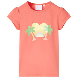 Kindershirt 92 koraalkleurig