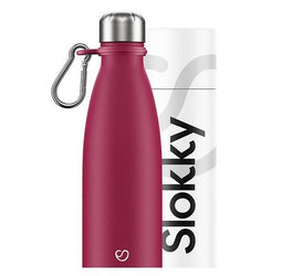 Slokky - Matte Pink Thermosfles, RVS Dop & Karabijnhaak - 500ml