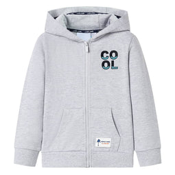 Kindervest met capuchon en rits 104 grijs