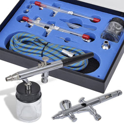 Airbrush set met 2 pistolen in een kunststof koffer