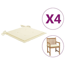 Tuinstoelkussens 4 st 50x50x4 cm stof crmekleurig