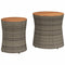Tuinbijzettafels 2 st met houten blad poly rattan grijs