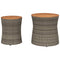 Tuinbijzettafels 2 st met houten blad poly rattan grijs