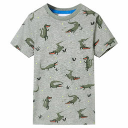 Kindershirt 140 gemleerd lichtkaki