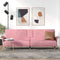 Slaapbank met bekerhouders fluweel roze