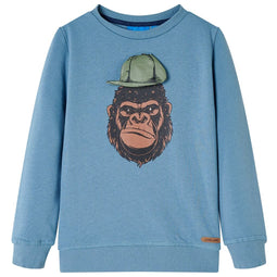 Kindertrui met gorillaprint 140 middelblauw