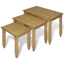 Tafeltjes set Mexicaans grenenhout Corona-stijl 3 st