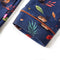 Kinderjurk met lange mouwen blaadjesprint 116 marineblauw