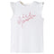 Kindershirt met ruches aan de mouwen glitterprint 140 ecru