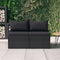 Tuinmiddenbanken met kussens 2 st poly rattan zwart
