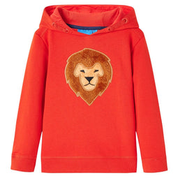 Kindertrui met capuchon 128 rood