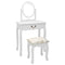 Kaptafel met kruk 65x36x128 cm paulowniahout MDF wit