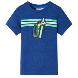 Kindershirt 104 gemleerd donkerblauw
