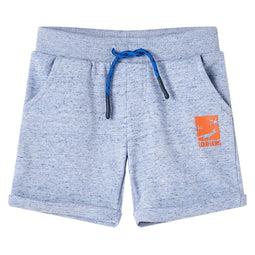 Kindershorts met trekkoord 104 gemleerd blauw